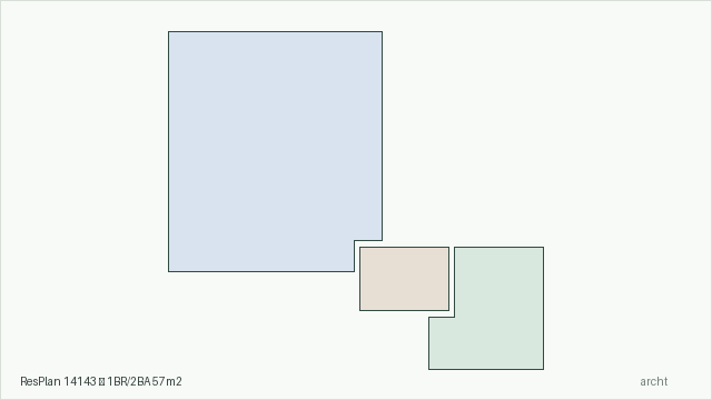 ResPlan 14143 — 1BR/2BA 57m2