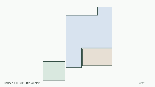 ResPlan 14346 — 1BR/2BA 67m2