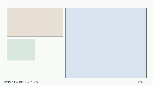 ResPlan 14599 — 1BR/2BA 63m2