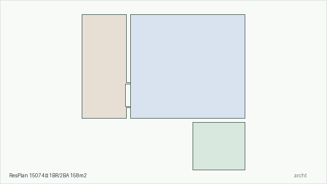 ResPlan 15074 — 1BR/2BA 158m2