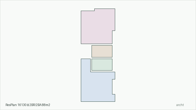 ResPlan 16130 — 2BR/2BA 88m2