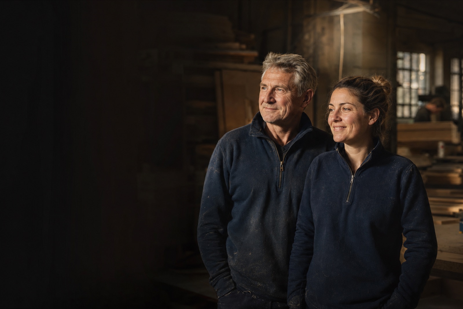 Business owners in the workshop they rent and plan to buy